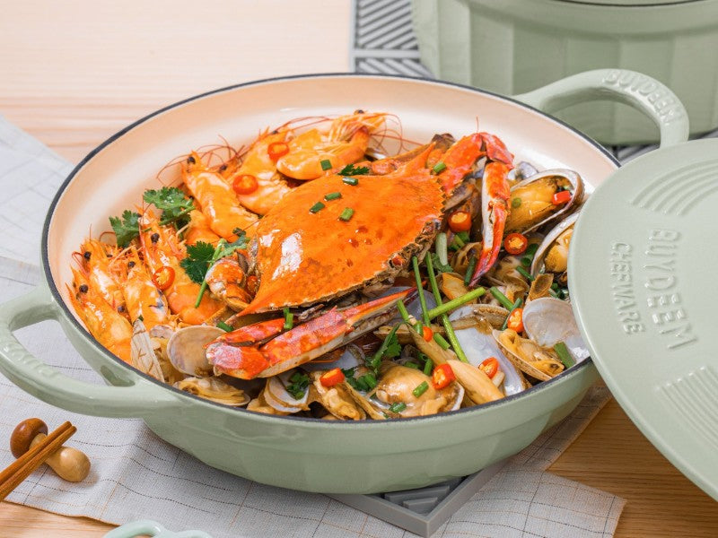 Naczynie żeliwne Buydeem CP581 emaliowane 3,3l Pastelowe Zielone