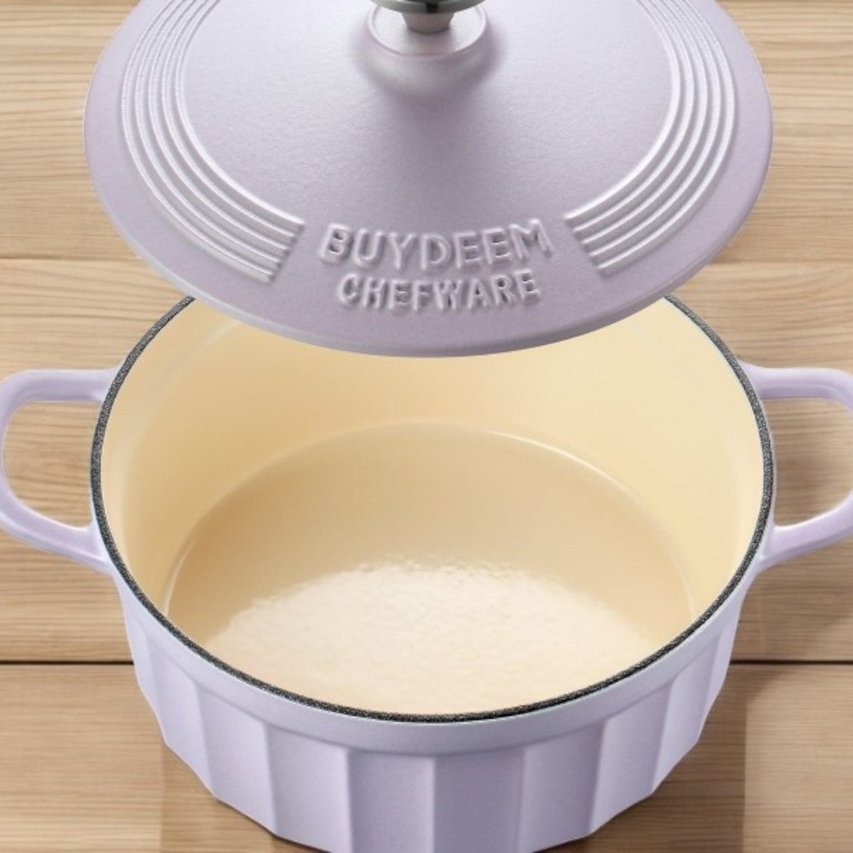 Naczynie żeliwne Buydeem CP521 emaliowane 2,9l kuchenne Pastelowe Fioletowe