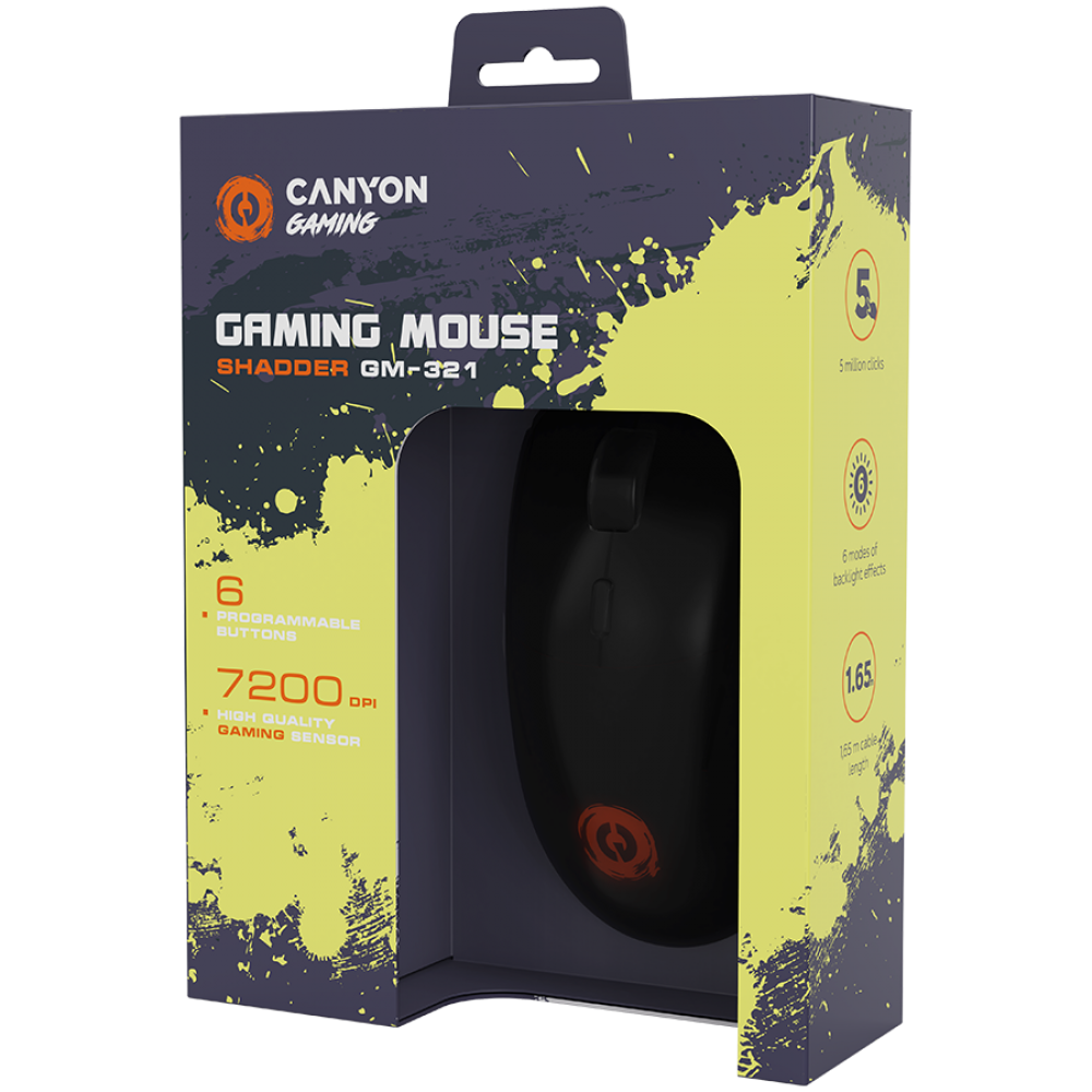 RGB Wired Gaming Mouse 6 Buttons Canyon GM-321 Black