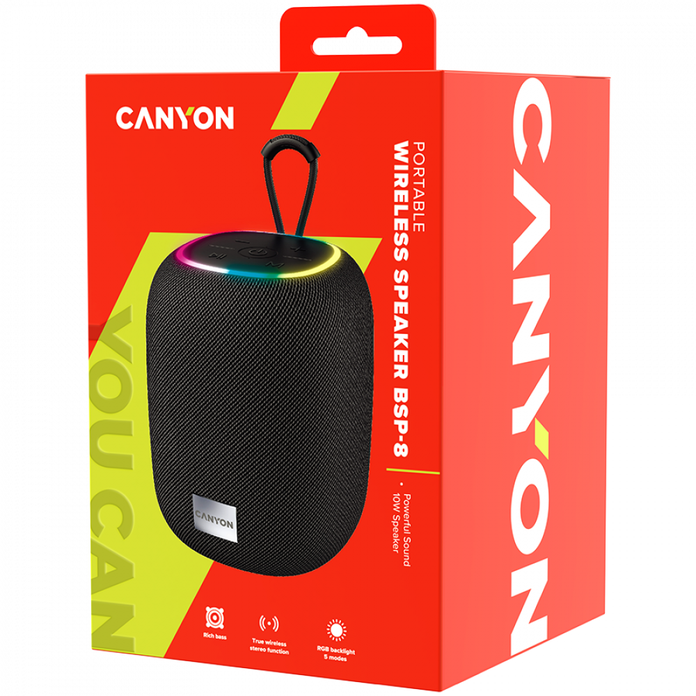 Canyon BSP-8 tragbarer Bluetooth-Lautsprecher 10W, schwarz