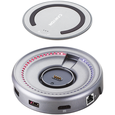 Hub USB C 7w1 z ładowaniem Qi Canyon DS 7 szary