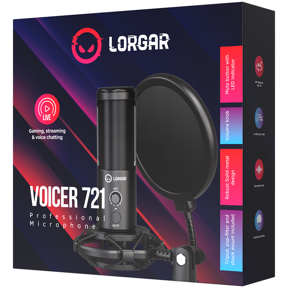 USB Gaming-Mikrofon Lorgar Voicer 721 schwarz