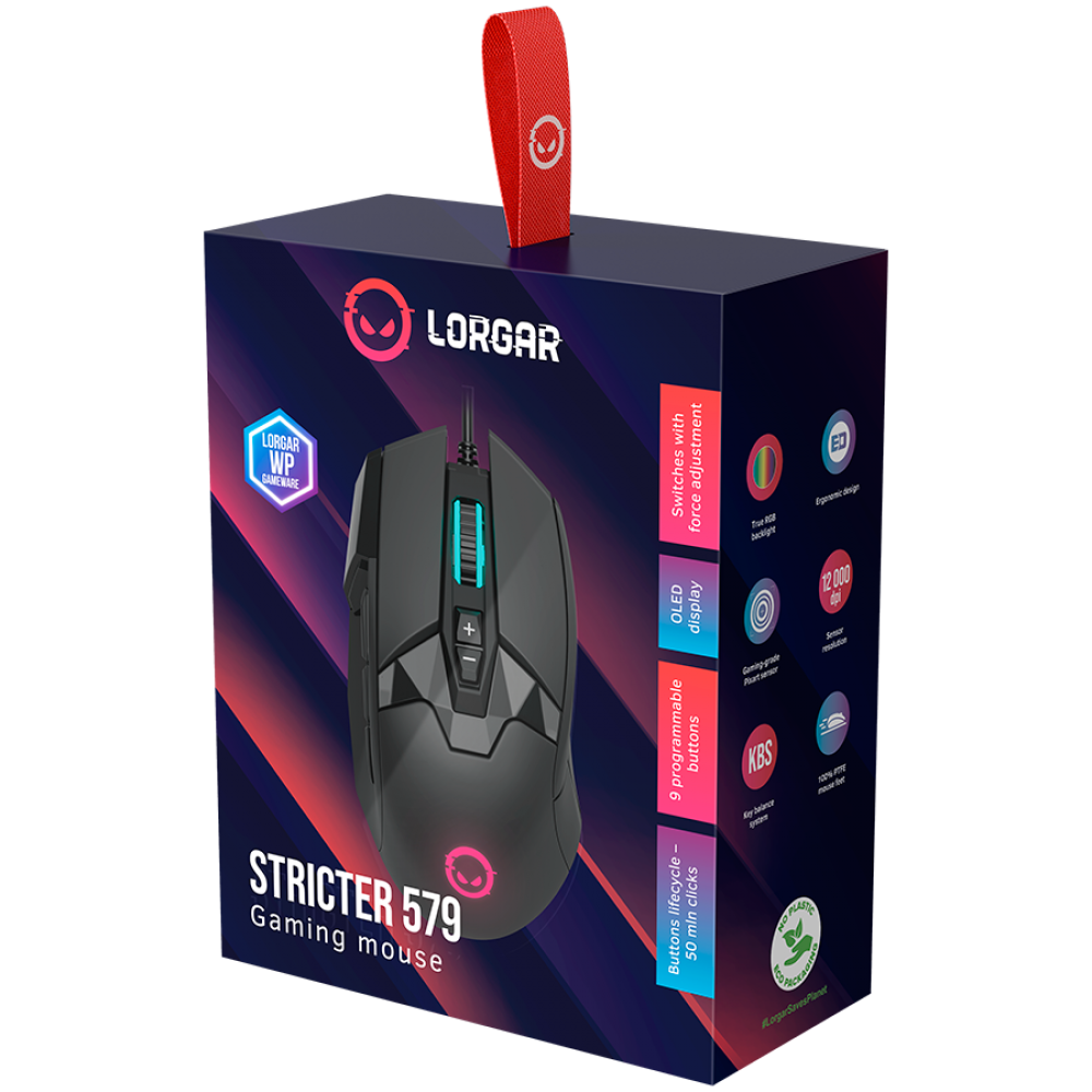 USB LED RGB Gaming Mouse Lorgar Stricter 579 black