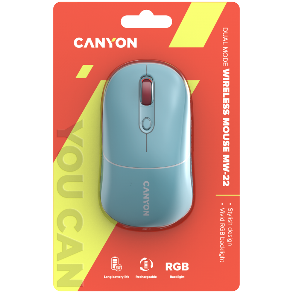 Mysz bezprzewodowa 2w1 RGB Canyon MW 22 niebieska