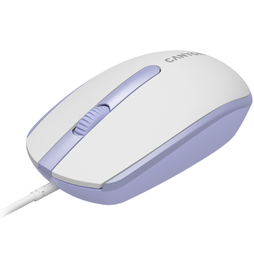 Kabelgebundene Maus 1000 DPI ergonomisch Canyon M-10 weiß-lavendel