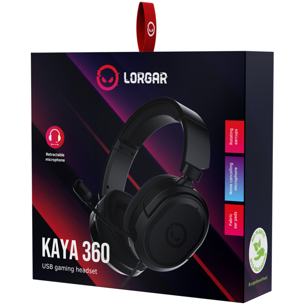 Gaming-Headset Lorgar Kaya 360 mit Mikrofon schwarz