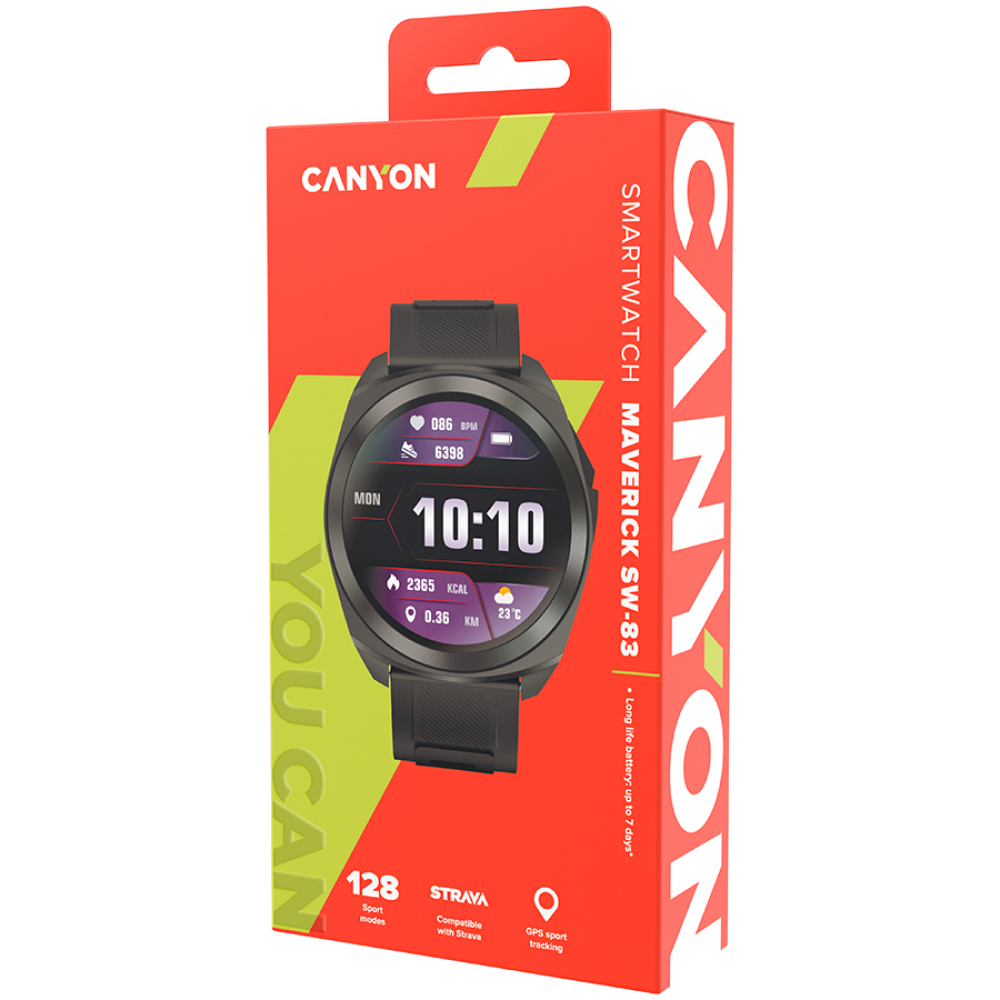 Smartwatch mit GPS 1,3" Aktivitätstracker Canyon SW-83 schwarz