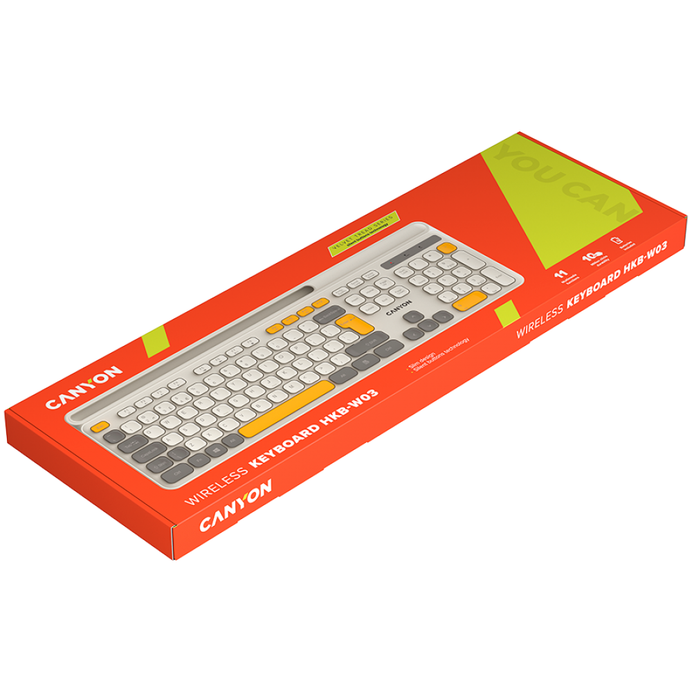 Klawiatura bezprzewodowa HKB-W03 ergonomiczna Canyon HKB-W03 beżowa