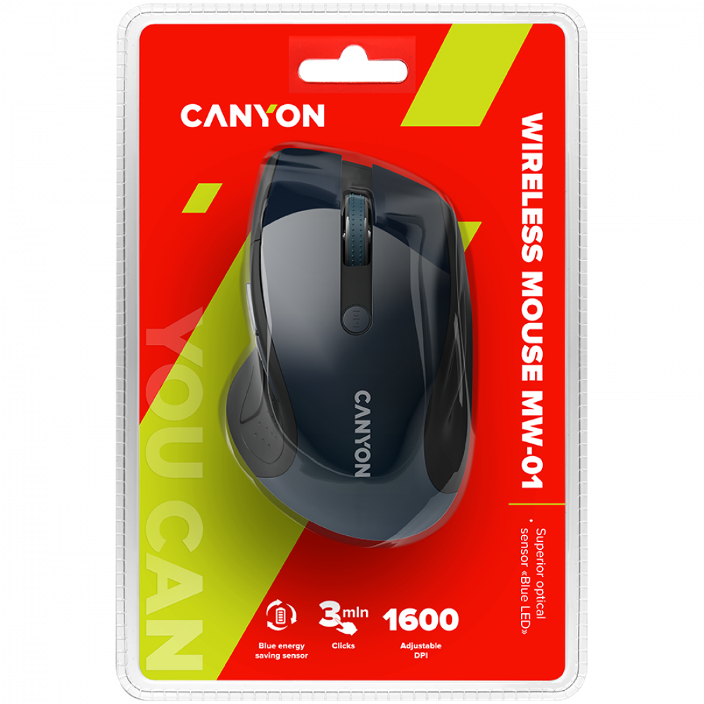 Mysz bezprzewodowa BlueLED Canyon MW 01 szaro niebieska