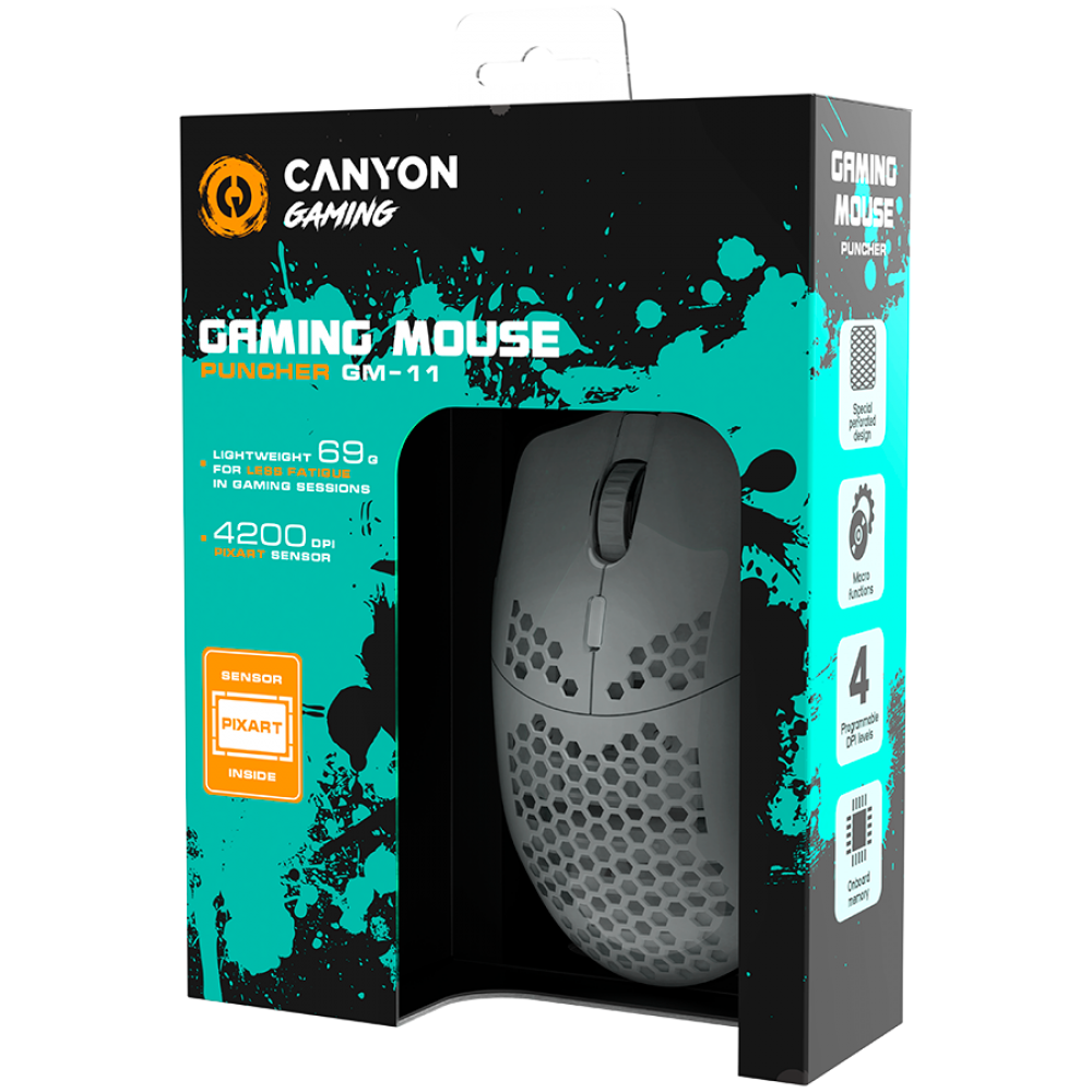 RGB Gaming-Maus kabelgebunden 7 Tasten Canyon GM-11 weiß