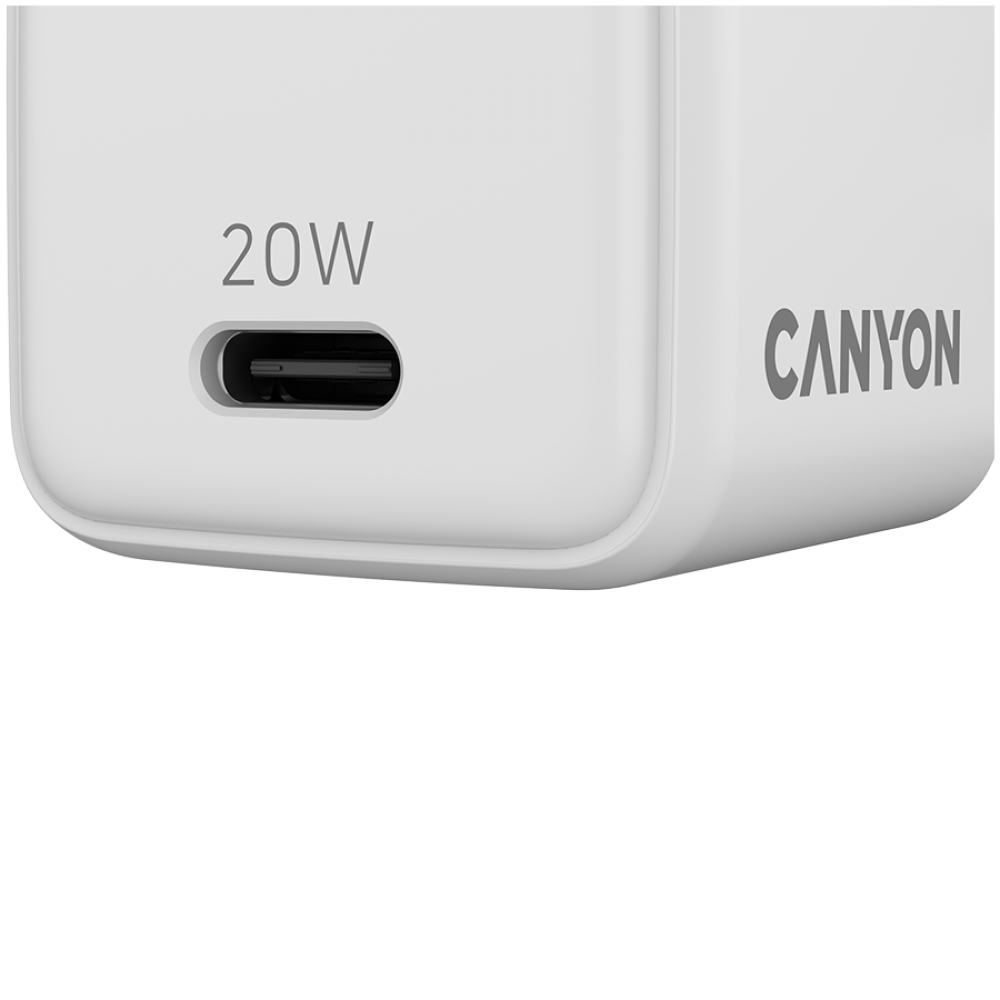 Ładowarka sieciowa 20W GaN 1xPD EU Canyon CU20C biała