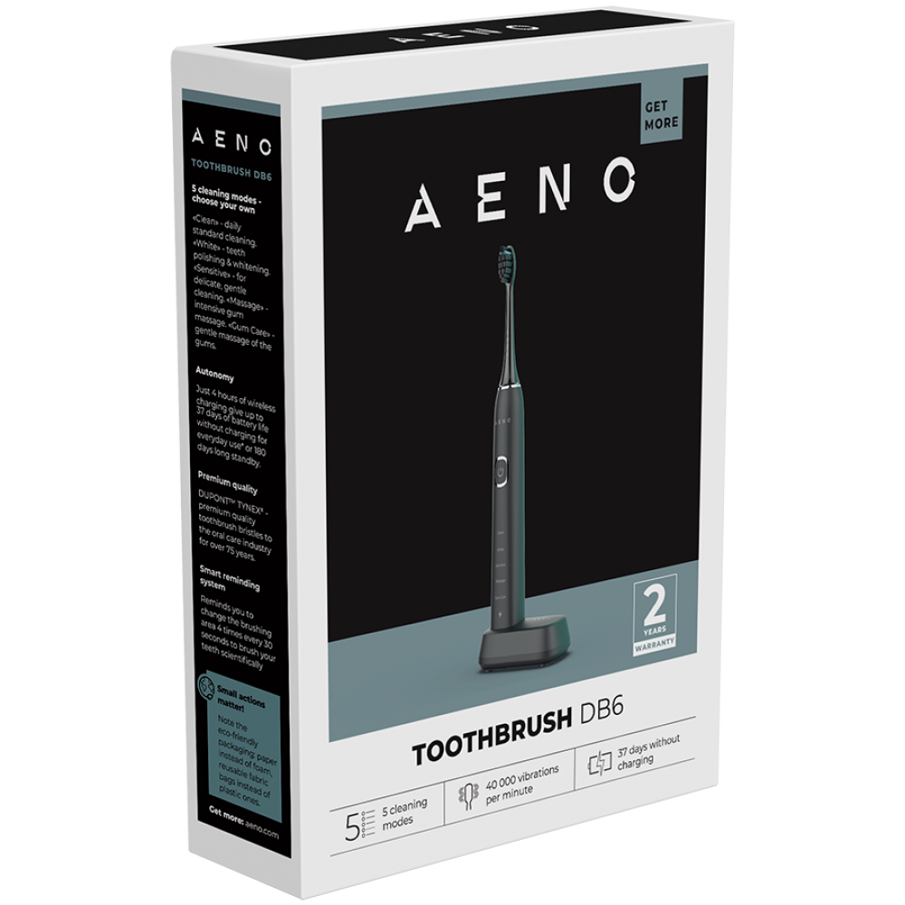 Aeno DB5 Black 46000 rpm 5 Modes IPX7 Sonic Toothbrush