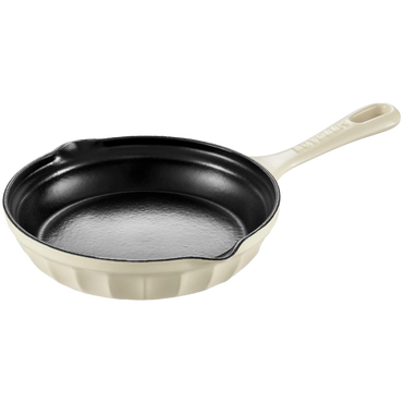 Patelnia żeliwna emaliowana Buydeem CP542 21 cm biała kremowa