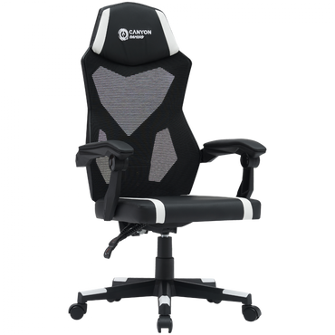 Fotel gamingowy ergonomiczny mesh Canyon MCH01 czarno-biały