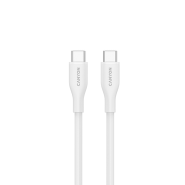 Kabel silikonowy USB-C - USB-C 60W 1m do ładowania Canyon CC60SC10 biały