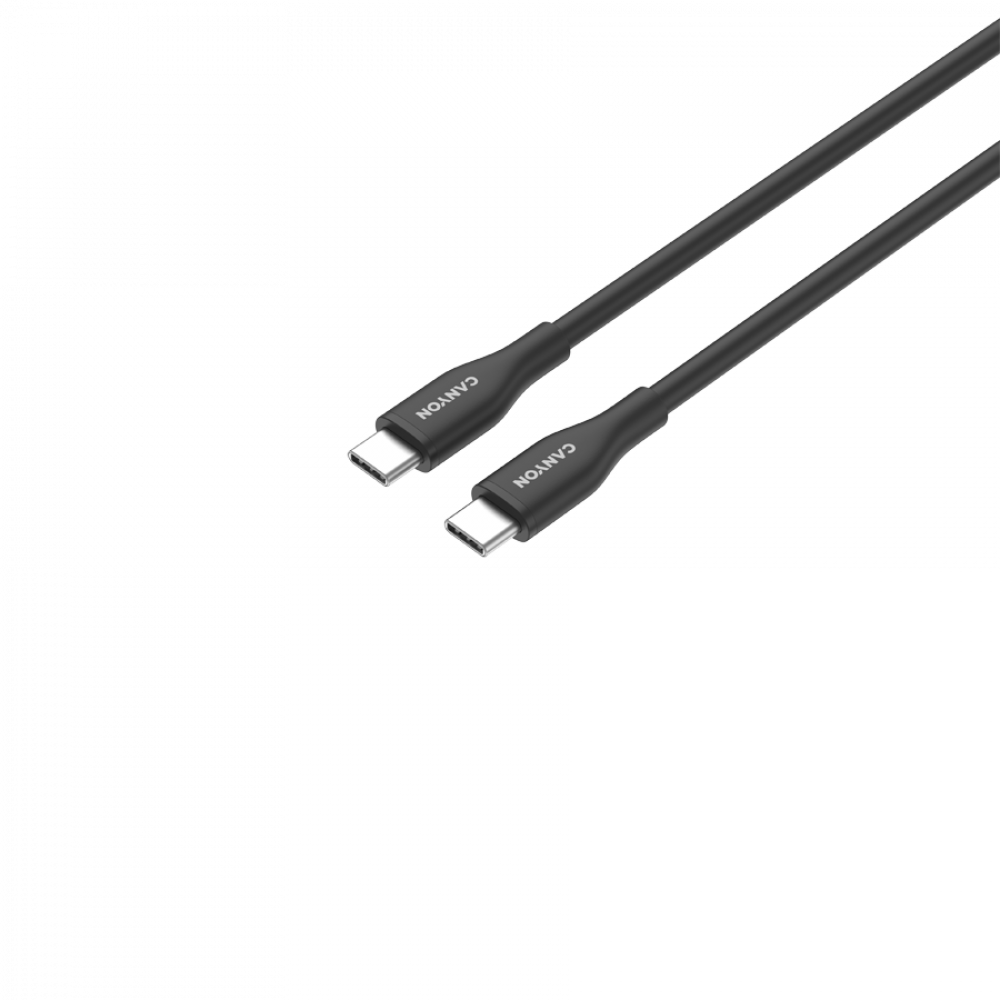 Kabel silikonowy USB-C - USB-C 60W 1m do ładowania Canyon CC60SC10 czarny