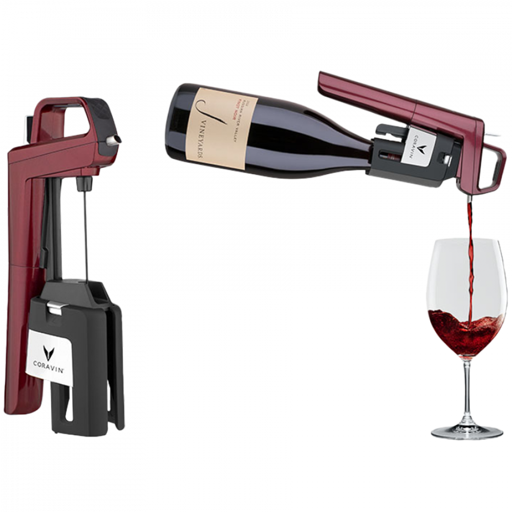CORAVIN Timeless Six Plus System do przechowywania wina Burgundowy