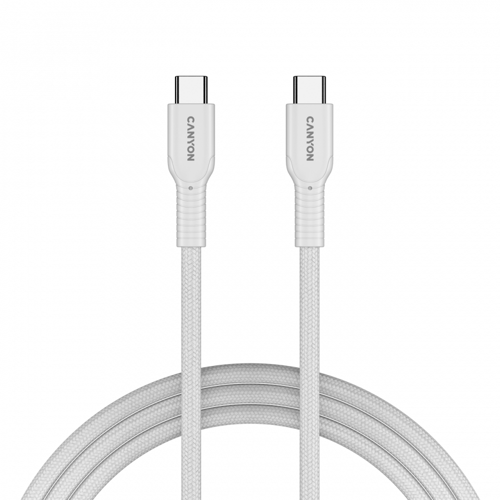 Kabel USB C 60W OnWire 1m w oplocie Canyon 60CL biały