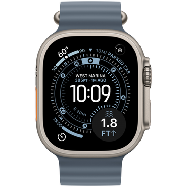 Zegarek Apple Watch Ultra 3 tytanowy z niebieskim paskiem