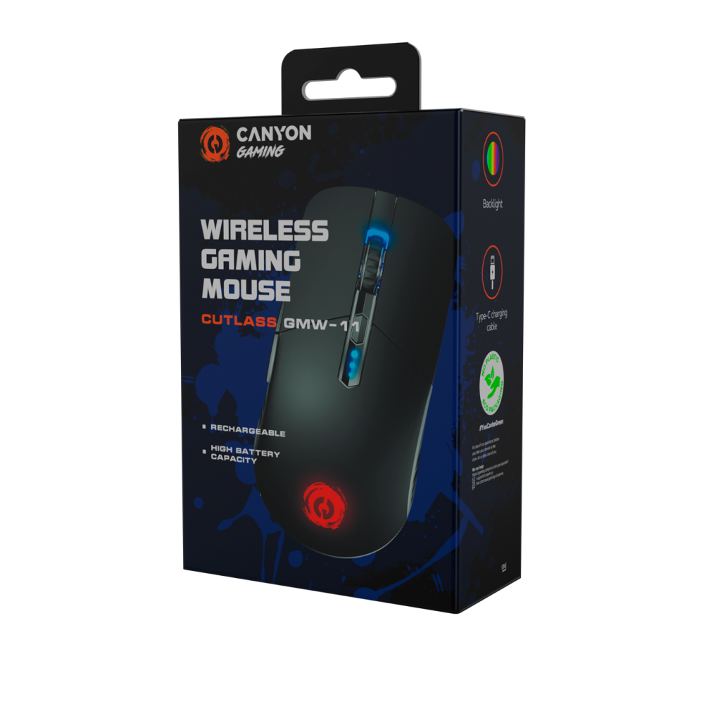 Kabellose Gaming-Maus RGB 2400 DPI Canyon Cutlass schwarz