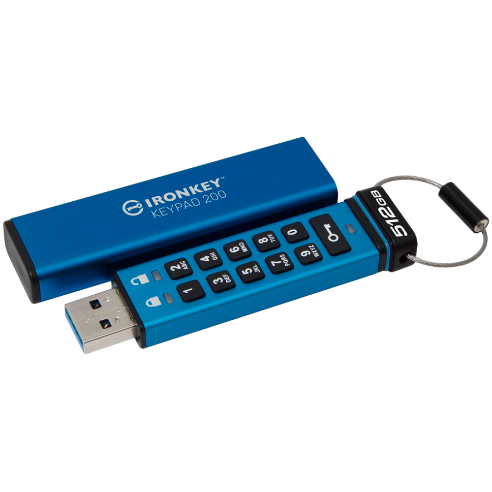 Dysk USB 256 GB z funkcją PIN KINGSTON IronKey Keypad 200 niebieski