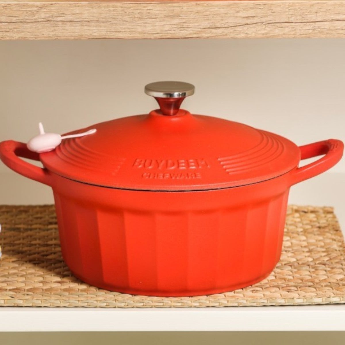 Naczynie żeliwne Buydeem CP521 emaliowane 2,9l kuchenne Pastelowe Czerwone