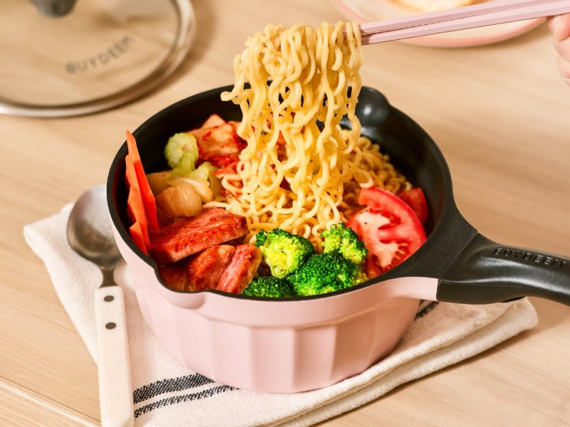 Rondel emaliowany 1,8l ze szklaną pokrywą Buydeem Pastelowy Różowy