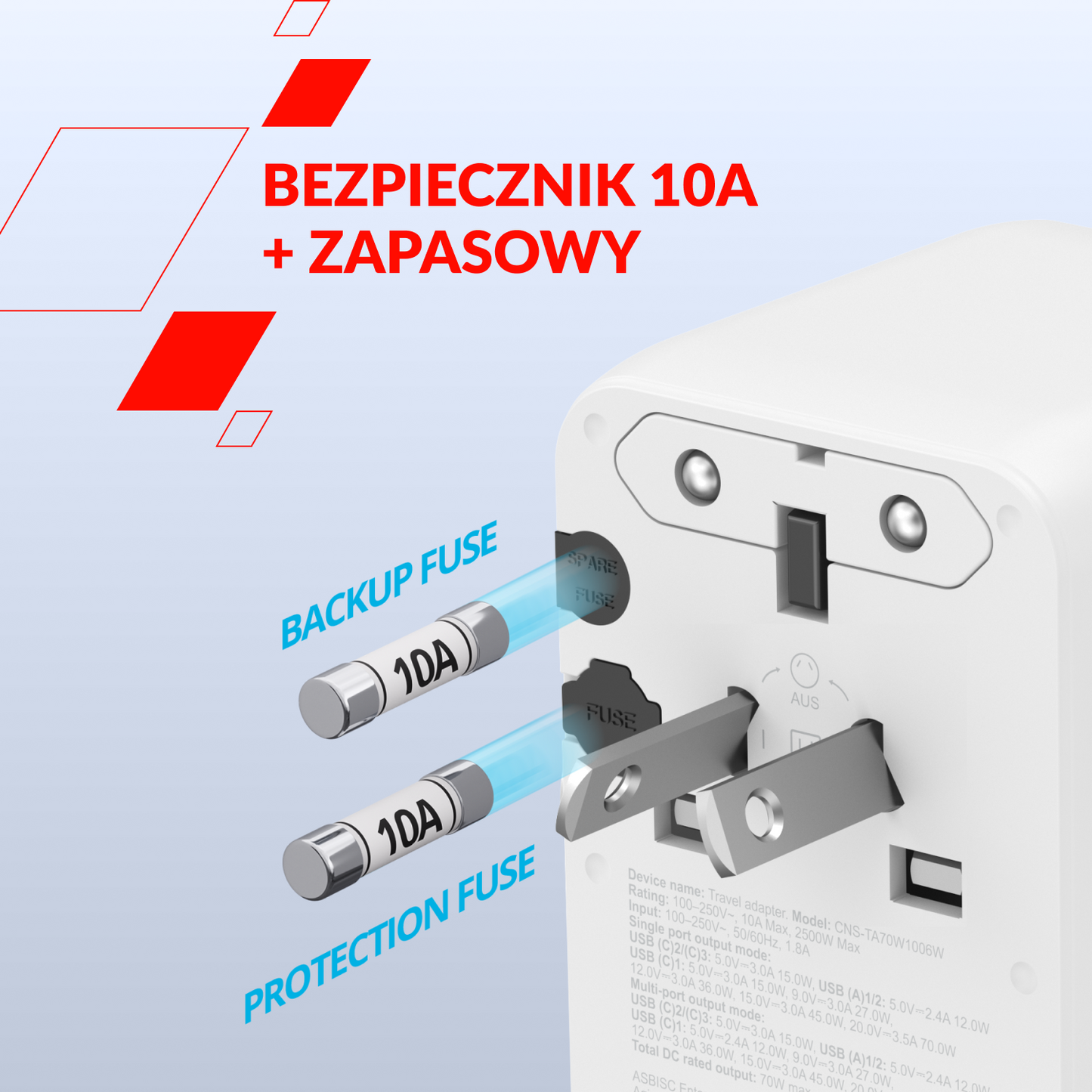 Adapter podróżny 70W EU/UK/US/AUS Canyon OnTour Biały