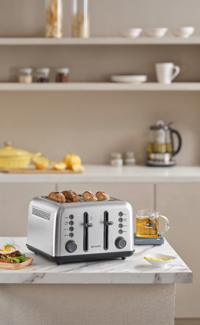 Toaster Buydeem DT640E 4 Scheiben Edelstahl mit Auftaufunktion