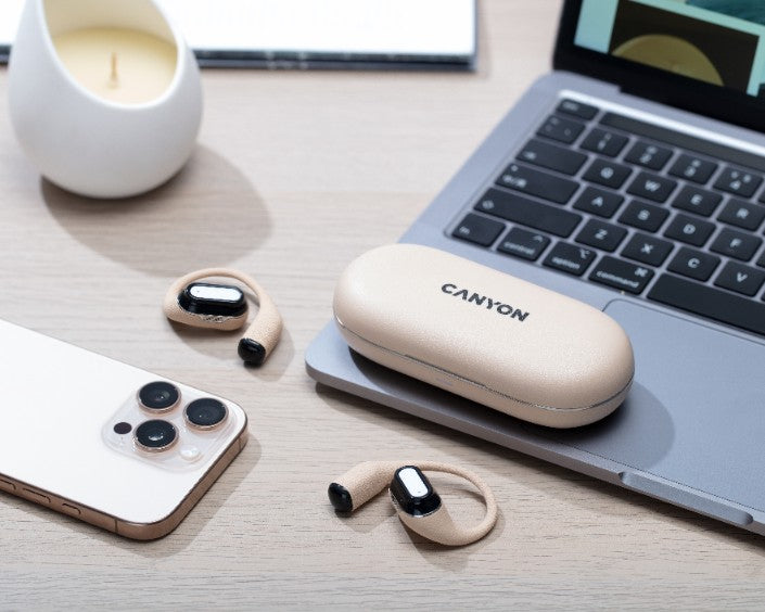 Słuchawki bezprzewodowe nie zatykają ucha 50h i ENC Canyon OnFlow 12 beżowe