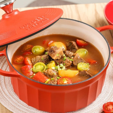 Naczynie żeliwne Buydeem CP521 emaliowane 2,9l kuchenne Pastelowe Czerwone