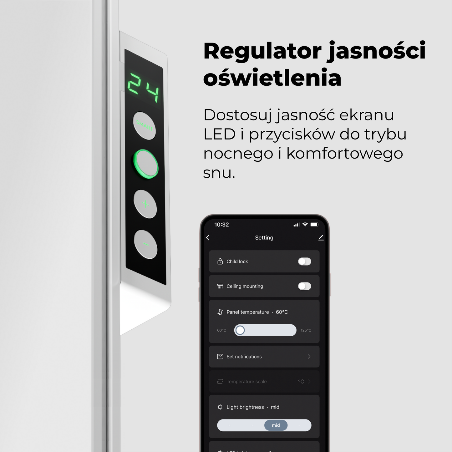 Szklany grzejnik elektryczny slim 1 cm na podczerwień 700W Aeno Smart biały