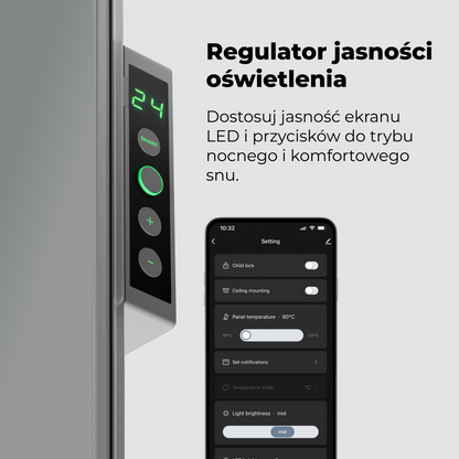 Elektrische Slim-Glasheizung 1 cm Infrarot 700W Aeno Smart Grau