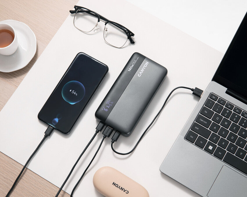 Powerbank für Laptop 25000mAh 140W PD mit Display Canyon PB-240 Graphit
