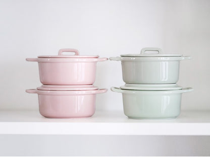 Ceramiczne naczynie z pokrywką Buydeem CT1002 240 ml do serwowania Różowe
