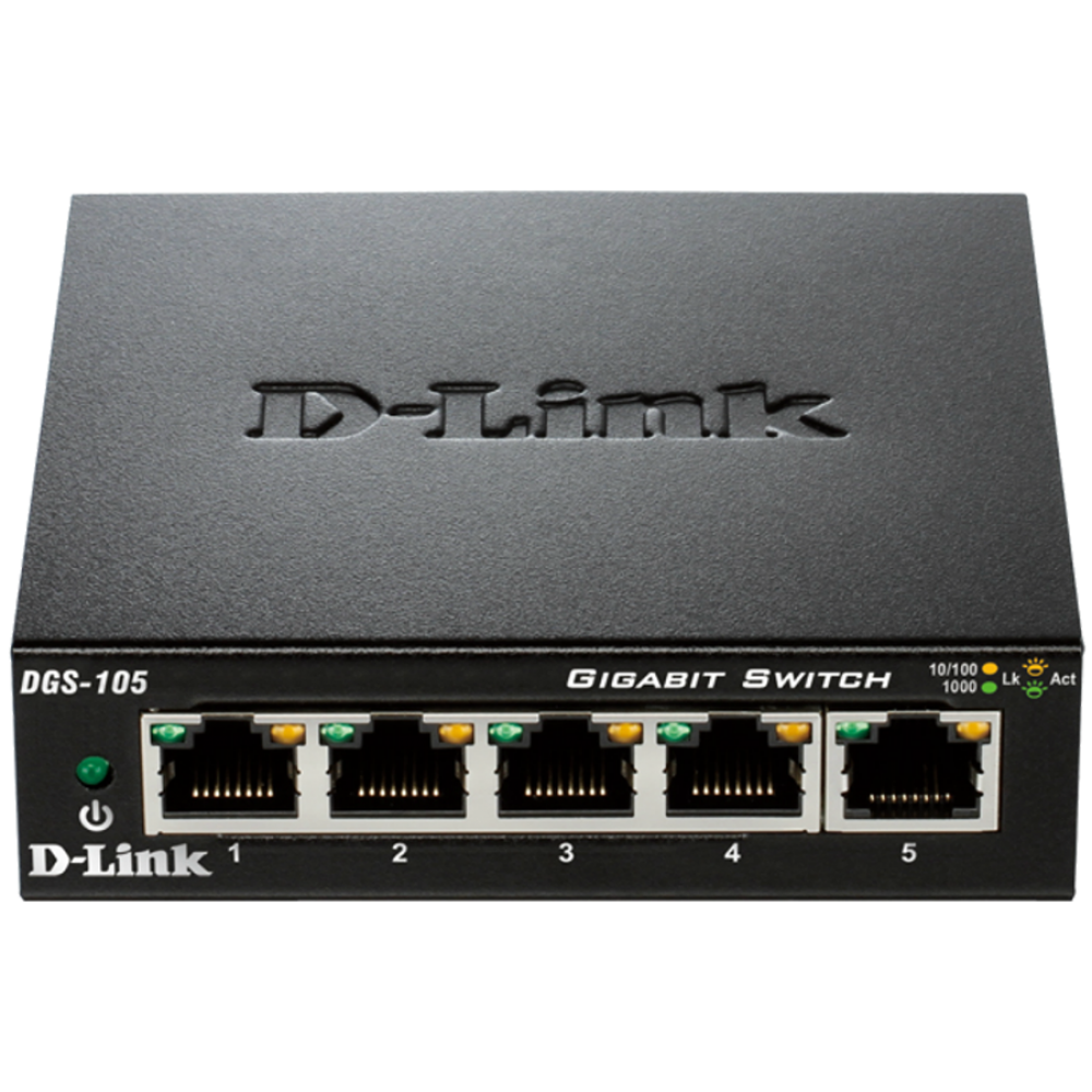 Unmanaged Switch D-Link 5 Port 1 Gbit/s extern schwarz