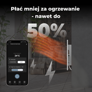Szklany grzejnik elektryczny slim 1 cm na podczerwień 700W Aeno Smart biały