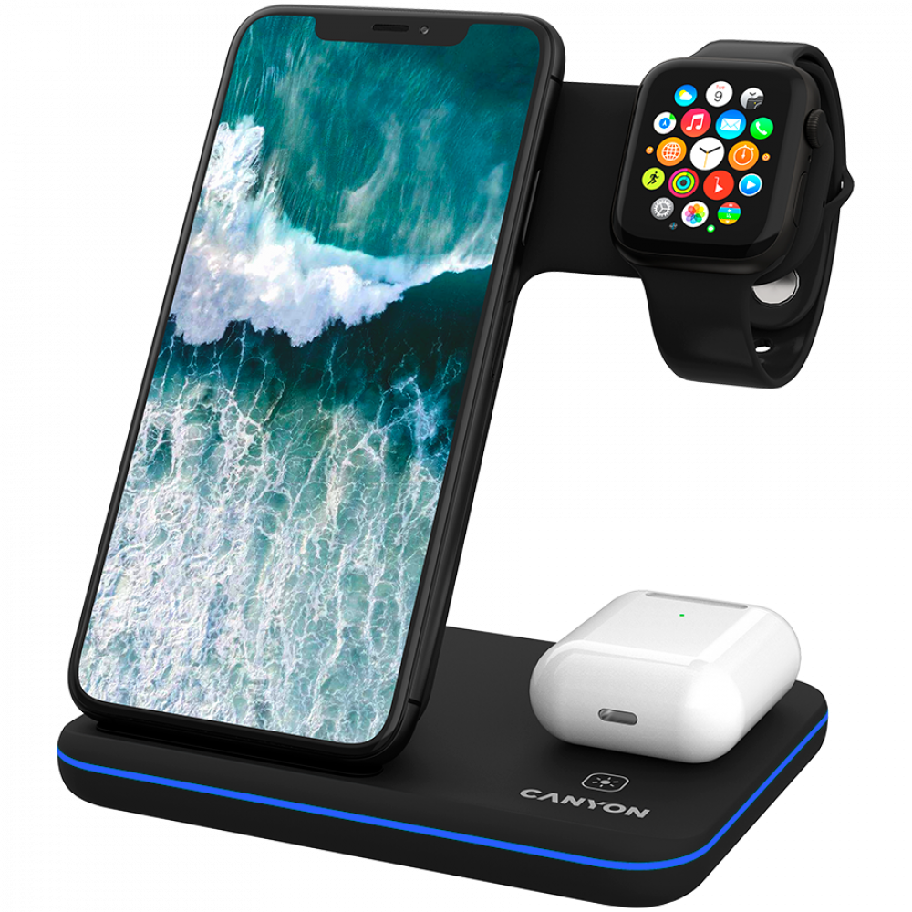 Wireless Charger 15W 3-in-1 Canyon WS-303 Black