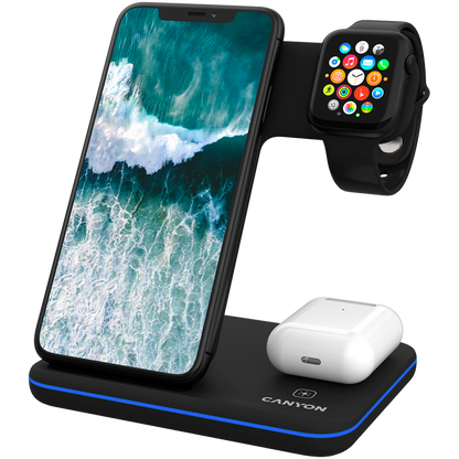 Wireless Charger 15W 3-in-1 Canyon WS-303 Black