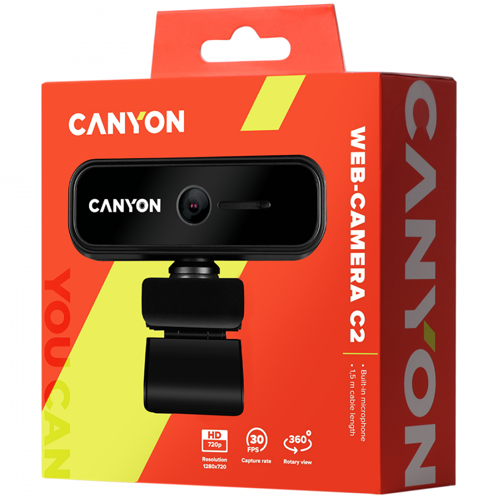 Kamera internetowa HD 720p z mikrofonem Canyon C2 czarna