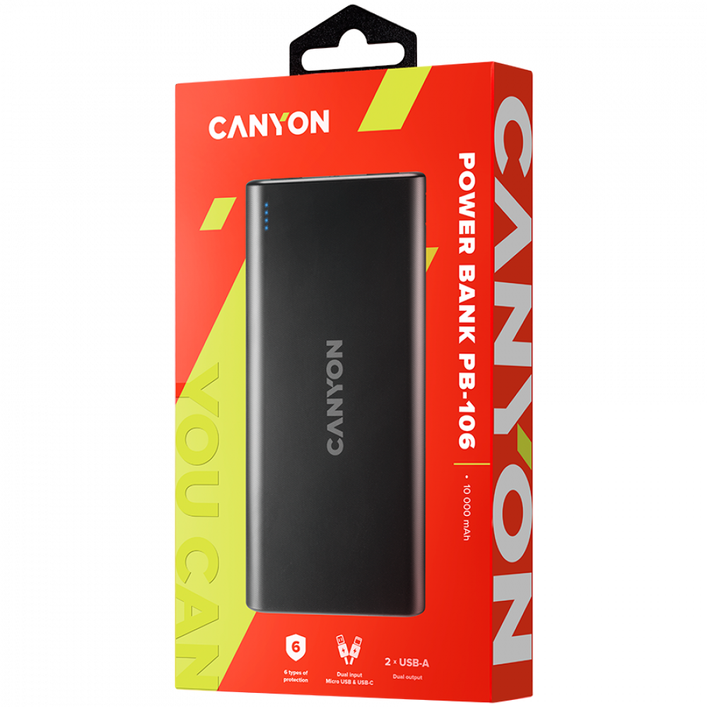 Powerbank 10000 mAh tragbar Canyon PB-106 schwarz