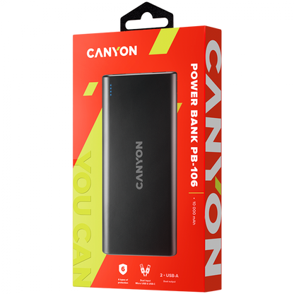Powerbank 10000 mAh tragbar Canyon PB-106 schwarz
