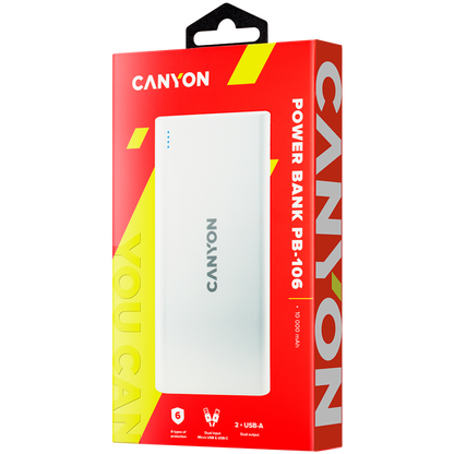 Powerbank 10000 mAh tragbar Canyon PB-106 weiß