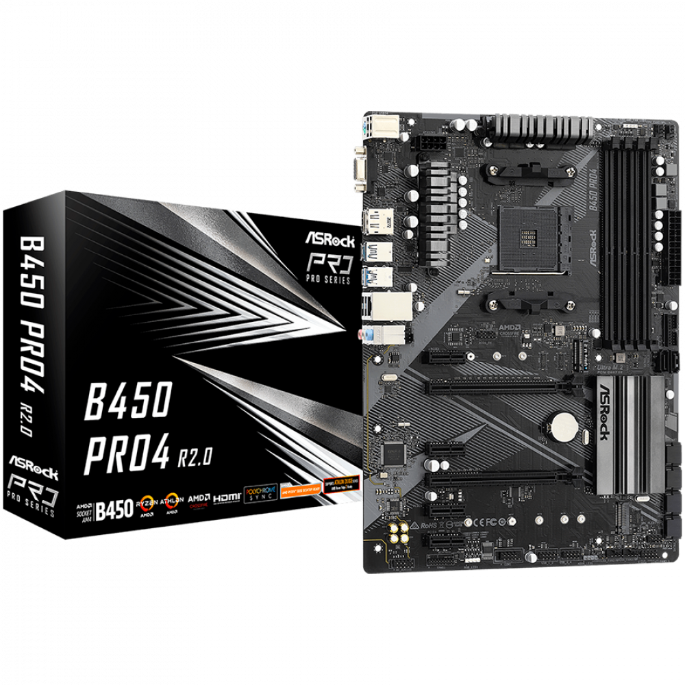 ASROCK B450 PRO4 R2.0 ATX Mainboard für AMD Ryzen 128 GB