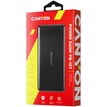 Power bank 10000 mAh QC 3.0 Canyon PB 107 black