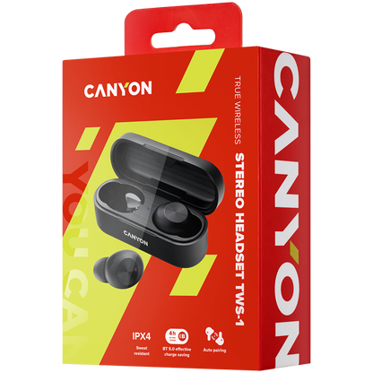 Słuchawki dokanałowe TWS 1 bezprzewodowe Canyon TWS-1 czarne