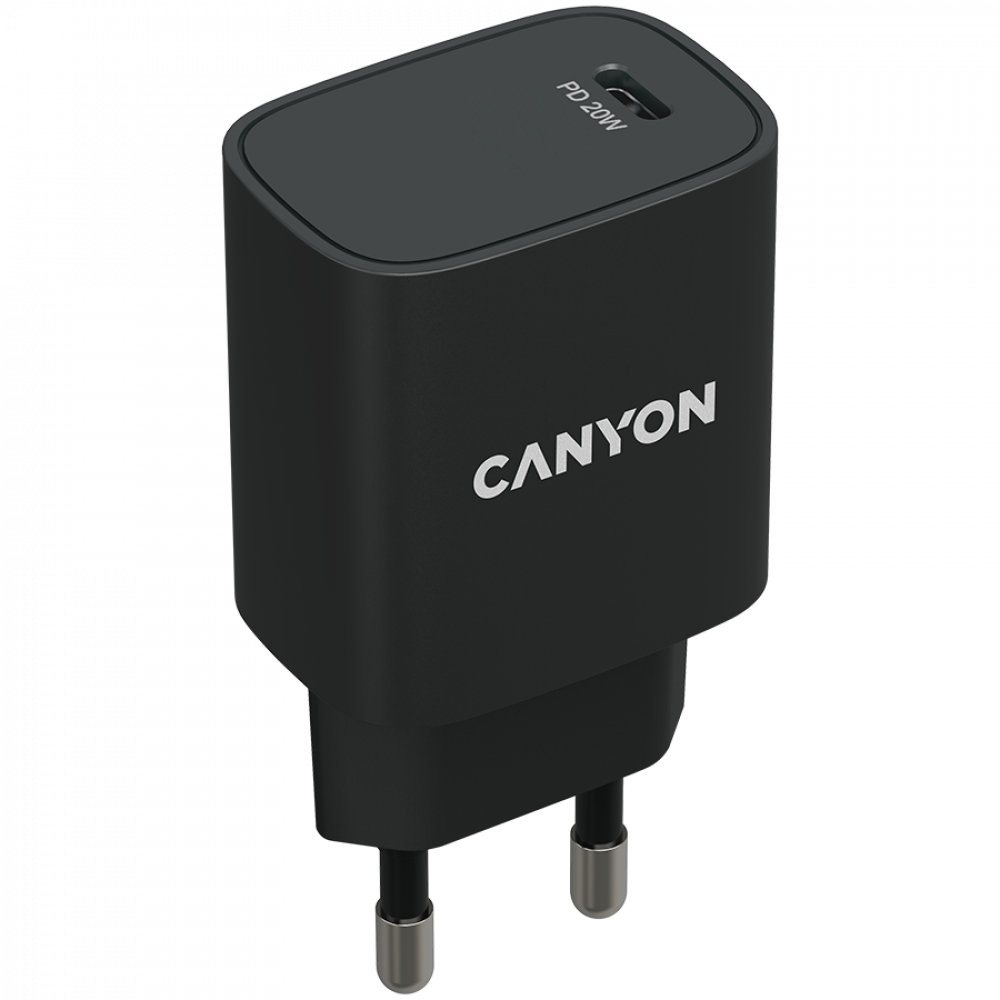 Canyon H-20-02 20W USB-C PD Netzladegerät für Telefone, schwarz