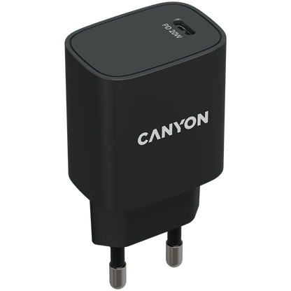 Canyon H-20-02 20W USB-C PD Netzladegerät für Telefone, schwarz