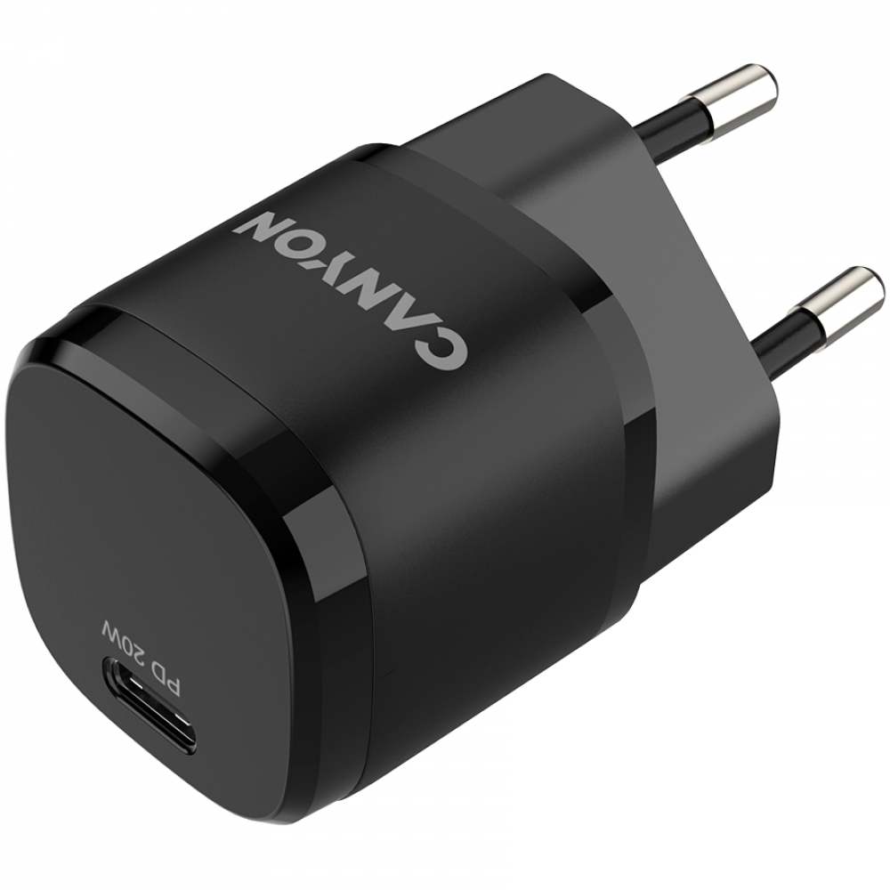 Ładowarka PD 20W USB-C do telefonu przenośna Canyon H-20-05 czarna