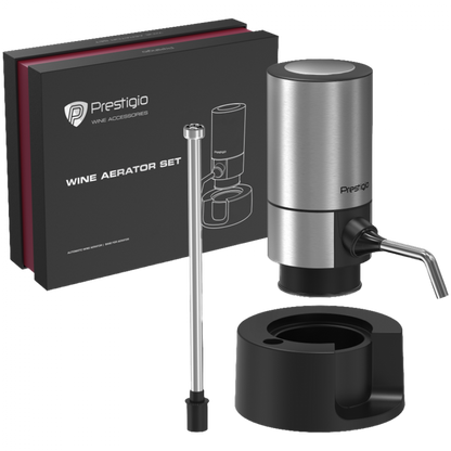 Aerator do wina PRESTIGIO, zestaw, srebrny